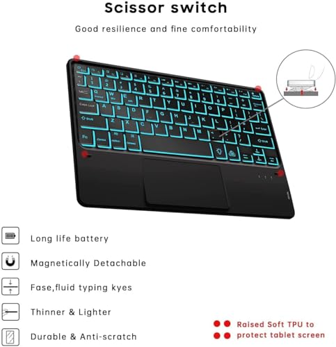 Image of ProElite TouchPad Keyboard case for Realme Pad 2 11.5 inch Magnetic Detachable Wireless Bluetooth TouchPad Keyboard Built-in 7-Colors Backlit, Purple