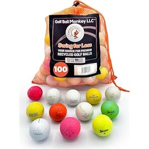 Golf Ball Monkey Recycled Hit-Away Practice Golf Balls with Mesh Bag – Pre-Owned Used Golf Balls for Driving Range & Training Golf Balls