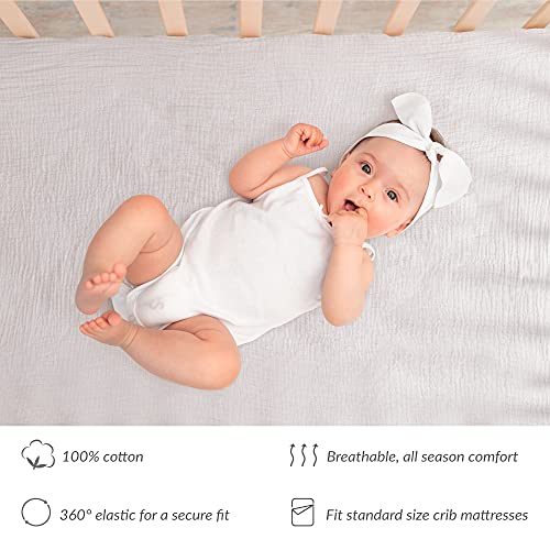 Meracorallo Muslin Fitted Crib Sheet, Soft And Breathable Solid Color Neutral Grey Baby Crib Sheet For Standard Crib And Toddler Mattresses #TOP6