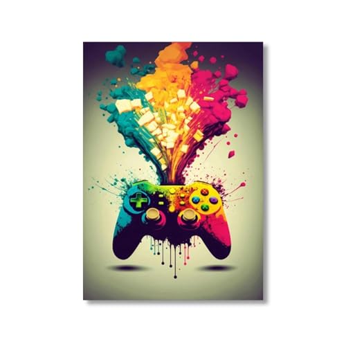 Manette de jeu graffiti aquarelle sur toile de décoration murale maison et salle de jeu 60x80