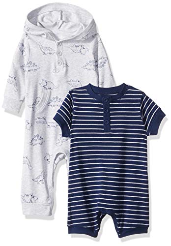 Little Me Baby Boy's 2 Pack Coverall and Romper Pants, Blue, 6 Months