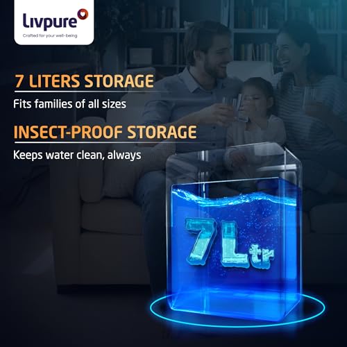 Image of Livpure Glo Star Copper HR | Free Standard Installation | High Water Recovery of 60% | 8 Stage Purification | RO+UV+UF Copper | Mineraliser | In Tank UV Sterilisation | 7L Storage | Black