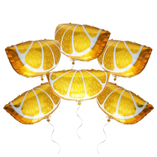 Image of 6 Pack Cartoon Fruit Orange Citrus Aluminum Foil Balloon, Jumbo Tangerine Orange Slice Balloons for Little Cutie Baby Shower Hawaii Summer Themed Birthday Party Decor Supplies