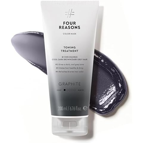 FOUR REASONS Color Mask - Graphite - (27 Colors) Toning Treatment, Color Depositing Conditioner, Tone & Enhance Color-Treated Hair - Semi Permanent Hair Dye, Vegan and Cruelty-Free, 6.76 fl oz Cover