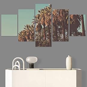 SIGNWIN 5 Panel Canvas Wall Art Tree Against...