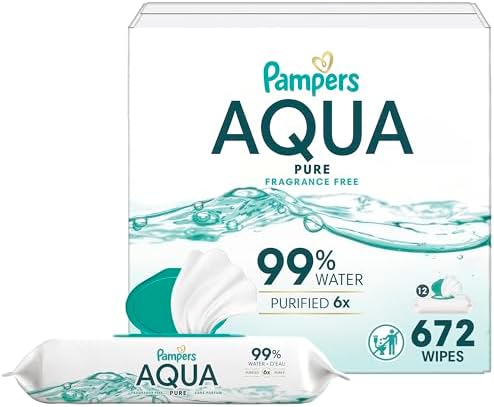Pampers Baby Wipes Aqua Pure, 99% water-based wipes, Hypoallergen...