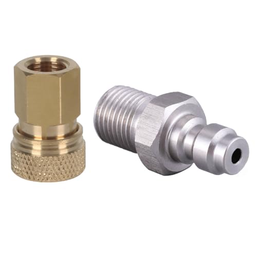 RecDec 2 Pack 8mm Quick Disconnect to 1/8 NPT Adapter Set Screw Connector QD Fitting Plug Adaptor for High Pressure Air Compressor PCP Rifles Hand Pump Paintball Charging Fill Whip Hose