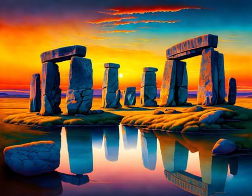 Toile Stonehenge coucher de soleil 58x90 cm pour mur vide
