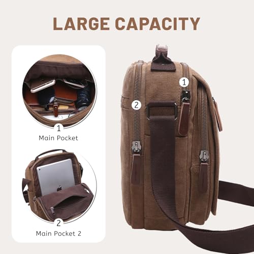 mygreen Small Canvas Crossbody Bag for Men Women, Lightweight Messenger Bag with 9 Pockets, Durable Canvas Satchel Bag for Work Travel Business, Fit 10" Tablet Black by mygreen - Image 4