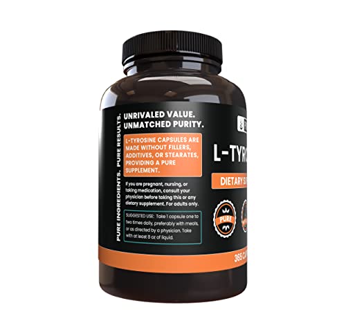 Pure Original Ingredients L-Tyrosine (365 Capsules) No Magnesium Or Rice Fillers, Always Pure, Lab Verified #TOP3