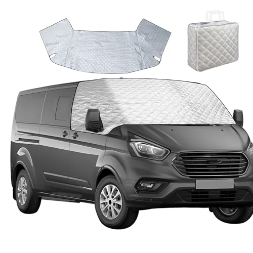 YWNYT Copriparabrezza anteriore per Ford Transit Custom 2 strati in cotone con magnete inferiore per protezione da neve, gelo e ghiaccio