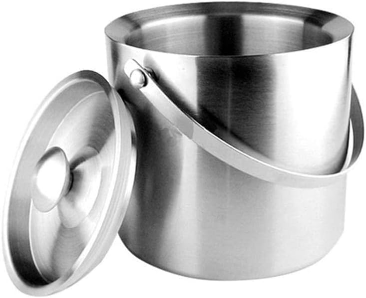 High Face Value Ice Bucket,Champagne Ice Bucket with Lid 1L/2L/3L Double Walled Insulated Stainless Steel Includes Tongs Ice Buckets/3L (2L)