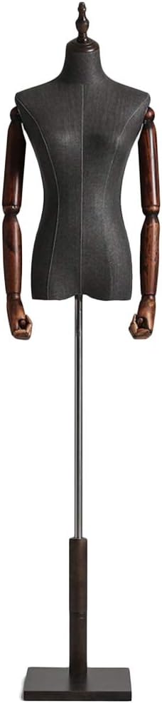 Female Dress Form Pinnable Mannequin Body Torso with Wooden Base Stand, Women's Clothing Model Display ，with Arms-S