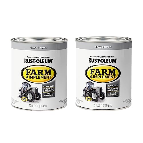 Image of Rust-Oleum 280106-2PK Farm & Implement Enamel Primer Quart, Gray Primer, 32 Fl Oz (Pack of 2)