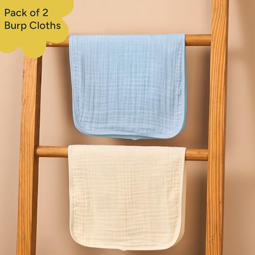 Image of NINTARABABY Burp Cloths - 100% Organic Muslin Cotton, Pack of 2