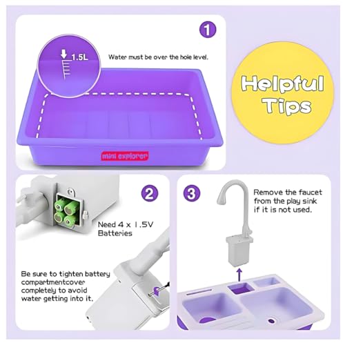 Image of MiniExplorer Frozen Sisters Pretend Play Kitchen Set for Girls Toy Sink Electronic Dishwasher Pretend Role Play Kitchen Toys Set with Working Faucet - Frozen Sisters