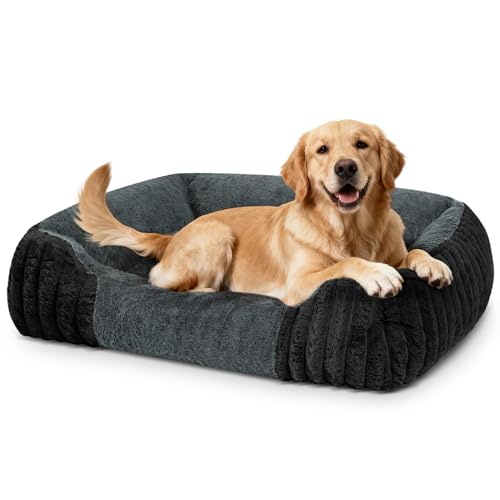 XL Orthopedic Dog Bed 39x32 with Memory Foam & Faux Fur