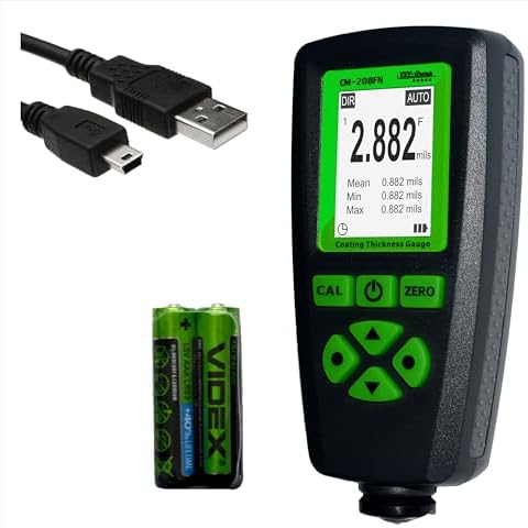 Digital Coating Thickness Gauge CM-208FN / Automatic Thickness Paint Meter for Steel and Aluminum with Resolution 0.001mils /0.1um (Fe/Al) Cover
