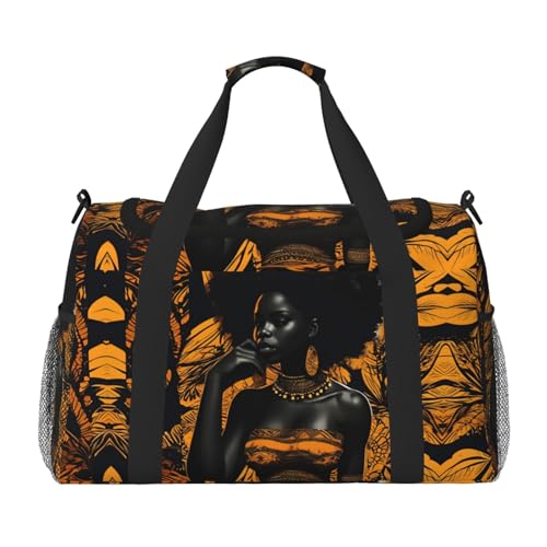 African retro print Weekender Overnight Carry On Bag Gym Luggage Bag Duffel Bag for Travel Women