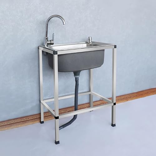 Fregadero de cocina independiente de acero inoxidable nano para exteriores, estante de cocina de granja con conexión de manguera/fregadero de cocina moderno portátil - Fregadero de cocina con