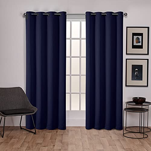 Exclusive Home Curtains Sateen Woven Blackout Grommet Top Panel Pair, Peacoat Blue, 52x96, 2 Piece, W 52" x L 96" (2 Panels)