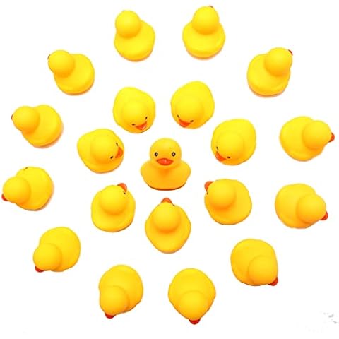 50-Pieces Float & Squeak Mini Rubber Duck Baby Bath Ducky Sound Shower Toys for Kids, Mini Round Eye Rubber Ducks Baby Shower Toy for Toddlers Boys Girls Cover