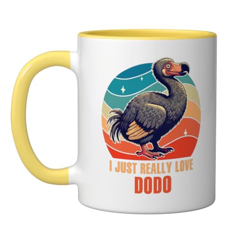 Dodo Birds Lover Dodo Ornithologist I Just Really Love Dodo Ceramic Mug, Yellow/White, 11oz