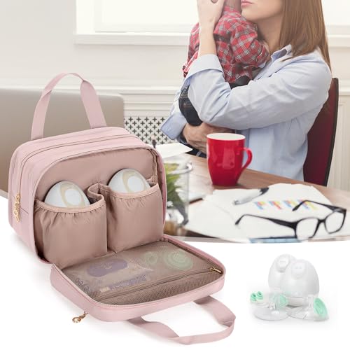 Damero Tragbare Muttermilchbeutel kompatibel mit Elvie, Willow und Momcozy Milchpumpe, Multifunktionell Muttermilch Kühltasche für Stillende Mütter, Milchbeutel für Muttermilch, Rosa