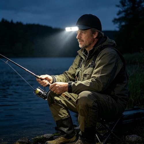 Gorra con luz recargable USB ajustable para camping y pesca 2