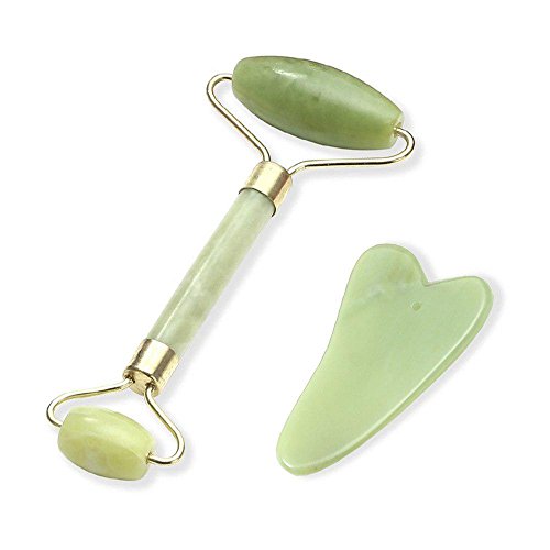 New Jade Roller for Face with Gua Sha Scrapping Massage Tool - Facial Massage Tool - Eye Roller - Quarts Roller - Anti-Aging Eye Roller - Skin Rollers Prime Best SPA Tool for Dark Circles Puffines