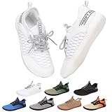 DYISOFY Zapatillas Barefoot Mujer Hombre Calzado Minimalista Primavera Verano Zapatos Deportivas Casual Anchas Ligeras Antideslizante Transpirable para Caminar Gym Fitness Trail (Blanco, 40 EU)​​