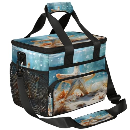 Coral Insulated Picnic Backpack Lunch Box for Women Men Picnic Basket Tote Lunch Bag Picnic Bag Portable Lunch Bags for Picnic, Beach, Work, Trip,Office, Camp Starfish in Sea Water