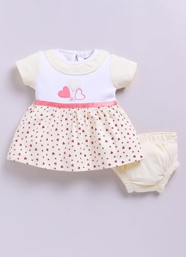 Image of Smart Baby Cotton Frock Set for Baby Girl - Stylish Soft Dress with Bloomer & Headband | 9-12 Months | Mint and White | Pack of 1