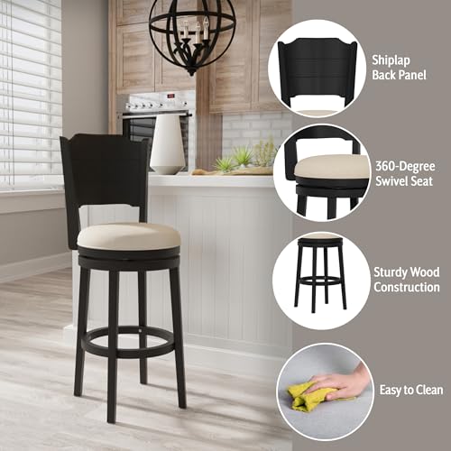 Hillsdale-Clarion-Wood-Bar-Height-Swivel-Stool-Black Hillsdale Clarion Wood Bar Height Swivel Stool Black