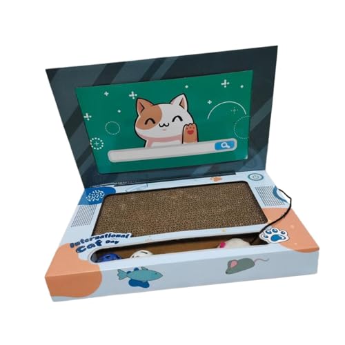yuwqqoajv 3 in 1 Laptop Kratzspielzeug für Katzen, faltbares Katzenbett für Entspannung und Spielspaß, geeignet für alle Katzen, mit hochdichter