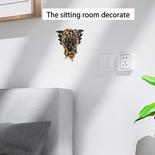 Medusa Snake Head Sculpture, Medusa Statue Golden Furniture Decoration, Greek Mythology Snake Hair Woman Wall Decoration, Porch Plaque Statue (Golden) #TOP2