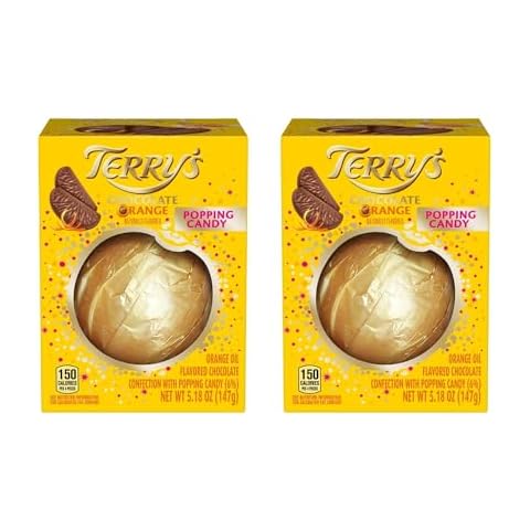 Terry's Chocolate Orange 5.18 Oz! Orange Flavored Chocolate With Popping Candy! Delicious Chocolate Flavored With Natural Orange Oil! Tap It, Unwrap It And Enjoy It! (2 Pieces) Cover