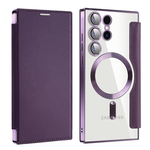 Coque Samsung S23 en cuir plaqué pour utiliser votre chargeur magnétique au bureau