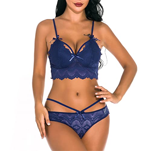 Soutien-gorge ouvert et nuisette de luxe en dentelle fine style boudoir