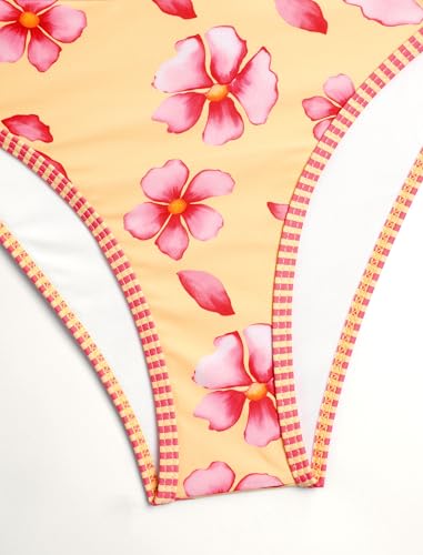 Image of ZAFUL Women's High Cut Bandeau Bikini Set Strapless Solid Color 2 Pieces Bathing Suit Swimsuit