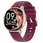 Oliimptek – Oliimptek Smartwatch Damen Rund, iOS Android Gold Lila
