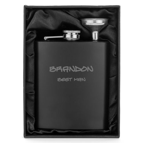 Flask Funnel Gift Box Set Engraved 7oz Matte Black Stainless Steel Hip Flask Custom Personalized