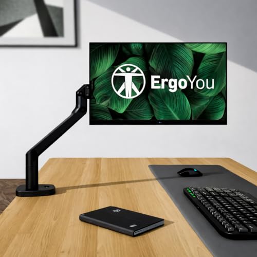 Image of ErgoYou Premium Gas Spring Heavy Duty Adjustable Monitor Arm Stand - for 13 inch-49 inch Screens - 20kgs Capacity - VESA Compliant - Clamp & Grommet Mount - 360 Rotation - G5 Series - 2 Year Warranty