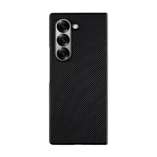 Image of Protective Case for Samsung Galaxy Z Fold 6 5G Carbon Fiber Leather Design Hard Polycarbonate Camera Bump Fold Case. (Black)
