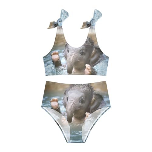 Cute Elephant Cub Play in Tub Girls Bikini Sets 2 Piece Swimsuits Bathing Suit Swimwear3