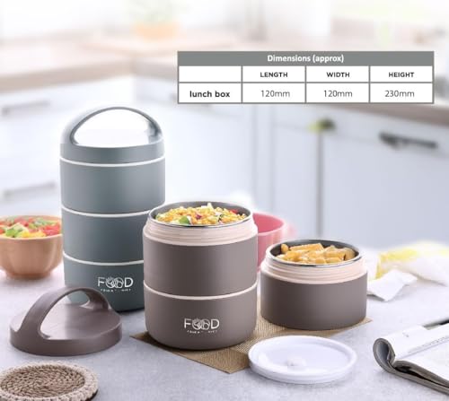 Image of 3 Layer Steel Insulated Lunch Box for Office Use | Leak-Proof Tiffn Box with Airtight Food Containers | Durable Hot Tiffin Box for Office,School,Travel | Lunch Box for Men Women Kids(1-pcs)