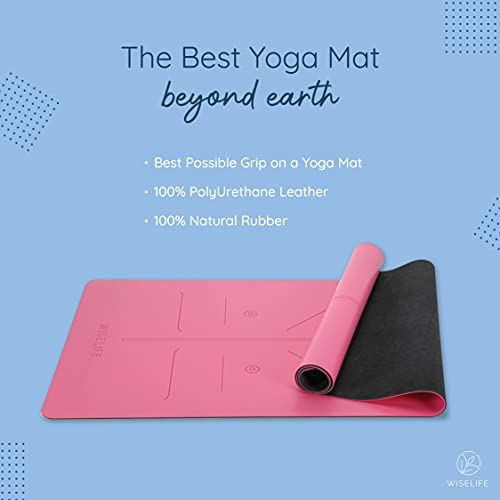 Image of WiseLife PU Rubber Professional Yoga Mat + Carry Strap - Pink (6mm Extra Thick Extra Long Extra Wide Exercise floor mat for Gym, Workout, Fitness, Yoga and Pilates) PURE PU Leather & Natural Rubber