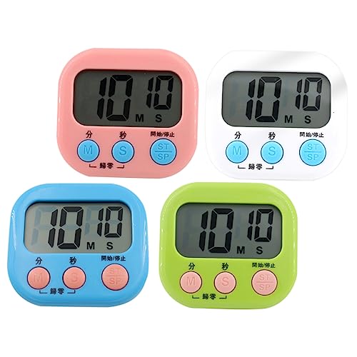 Cabilock 4 Piezas Temporizador De Cocina Aula Temporizador Verde Despertador para Temporizador Digital Cronómetro Temporizador De Reloj De Arena Reloj Despertador Digital El Plastico