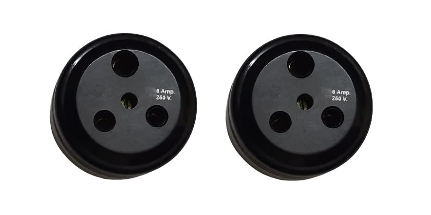 Vintage Bakelite Switch with ISI Mark & BIS Certified - 1 Way 6ampere, 250volts with Porcelain Base (Standard Size, Black) Set of 2