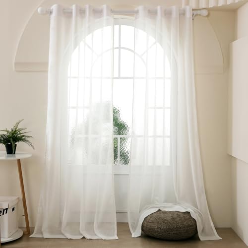 Image of Story@Home Curtains Long Door 9 Feet Long Set of 2 | Sheer Curtain | Transparent Curtain | Curtains for Living Room | (118 X 275 Cm, White) | Elegant Airy Net Drapes for Home Decor